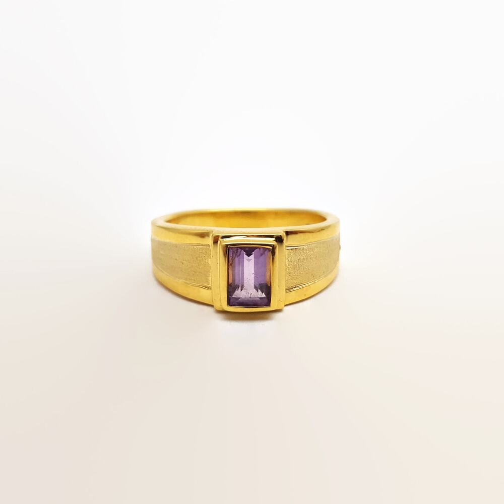 Morningflower Pale Purple Crystal Gold Over Sterling Silver Ring Size 7.25